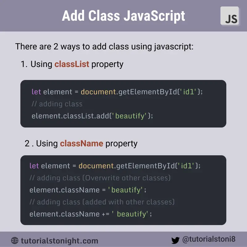 JavaScript Add Class in 3 Ways 