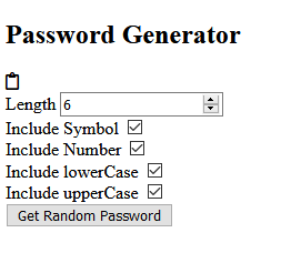 random password generator js