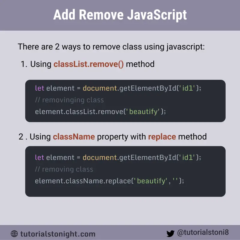 JavaScript Remove Class In 2 Ways With Example 