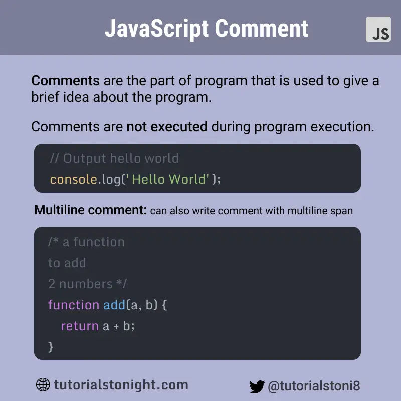 Javascript Comment Single Line And Multi Lines 