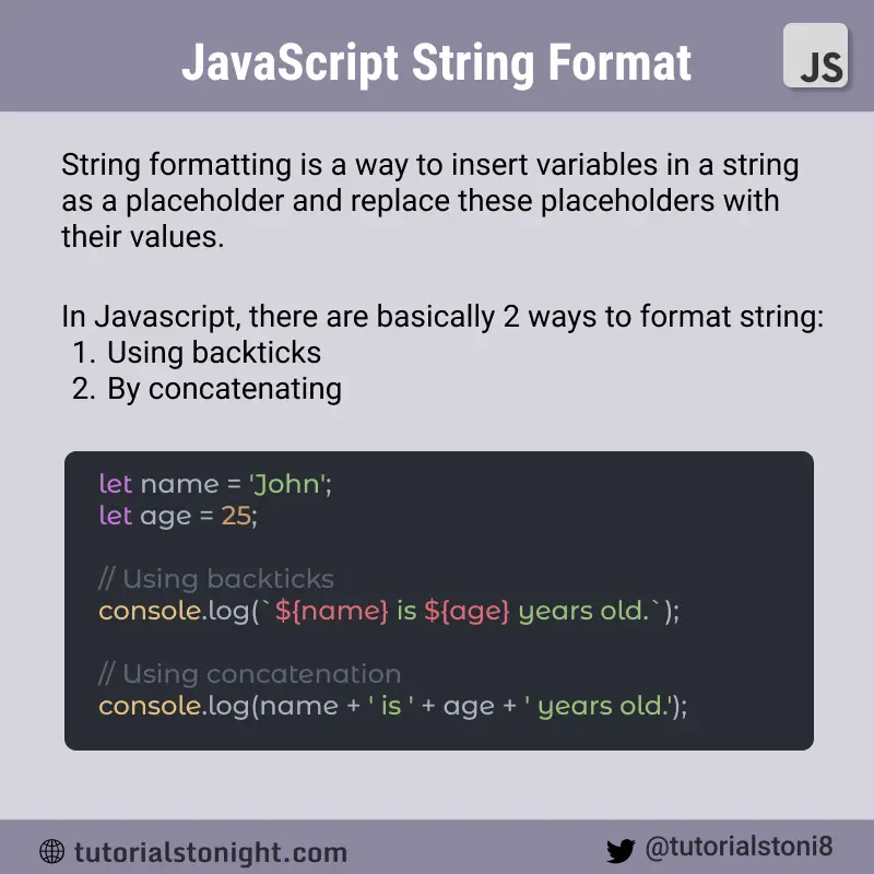 JavaScript String Format 3 Ways 