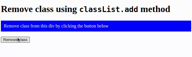 javascript remove class output
