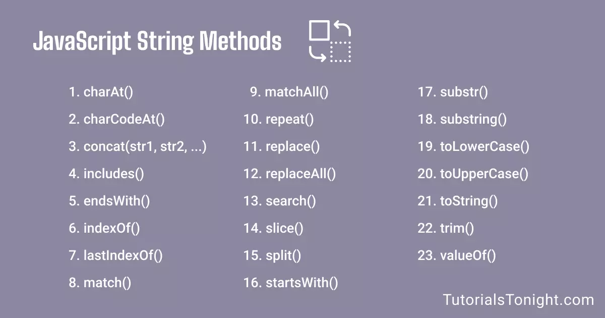 Javascript String Methods List (with Examples)