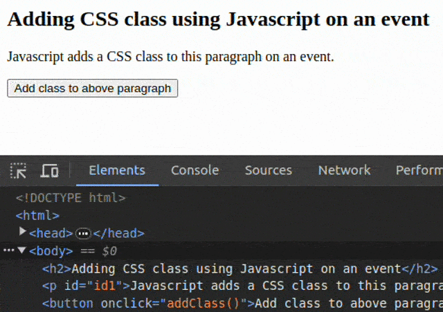 add class javascript on event
