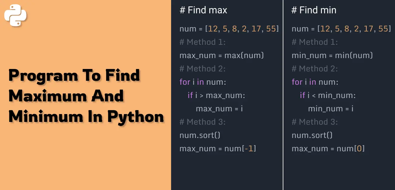 program to find maximum and minimum in python